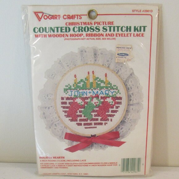 Vogart Crafts Holiday Hearth Hoop Cross Stitch Kit - Picture 1 of 6